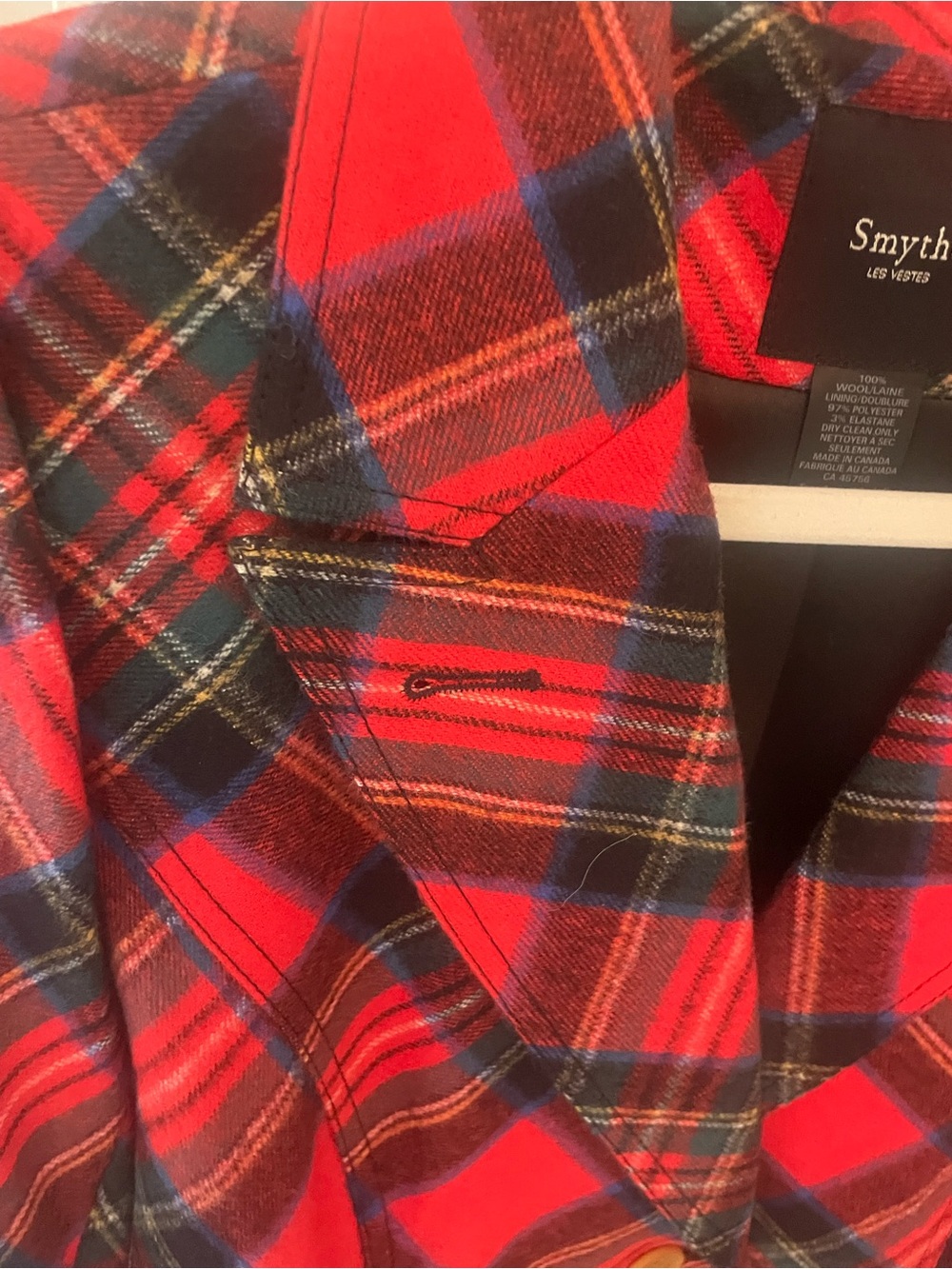 Smythe Red Plaid Blazer with Black and Green Accents - Picture 4 of 10